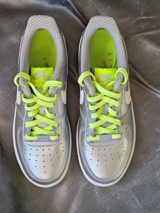 Nike Shoes - Nike Air Force 1 Low GS Metallic Silver Volt Women's Size 7 (5.5 Y)
